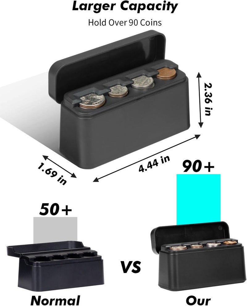 ANCHOM Coin Holder for Car, Larger Capacity Car Change Coin Holder Organizer, Coin Dispenser Storage Fit for Most Car Trucks Accessories - Image 4
